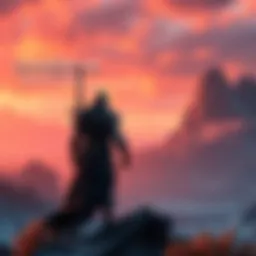 Laufey, the protagonist of the new God of War spin-off, stands in an epic pose with a mystical landscape in the background, representing a mix of strength and creativity.