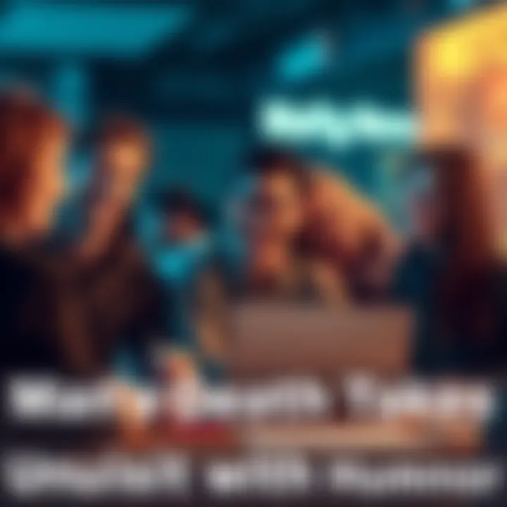 Laughter Amidst Sadness A group of people sharing a laugh while discussing an unusual death on a user board, illustrating a mix of humor and shock.