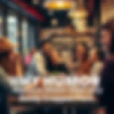 A group of diverse friends laughing together at a café, highlighting the joy and connections made through humor.