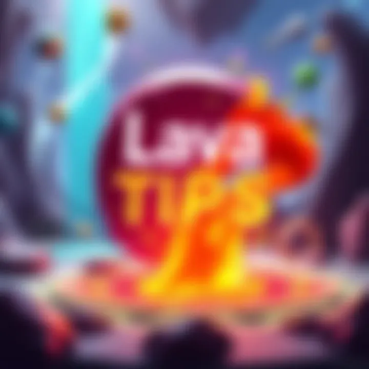 A colorful graphic showcasing tips for speeding up the Lava Remix process with game elements in the background