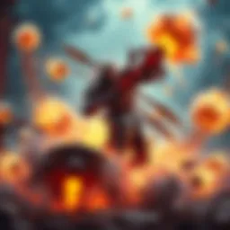 A scene showing Lavos using the Kuva Grattler, creating a flurry of explosions around enemies, highlighting intense gameplay dynamics.