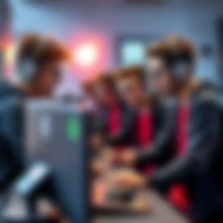 Four competitive gaming teams preparing for an international match, showcasing their team spirit and determination.