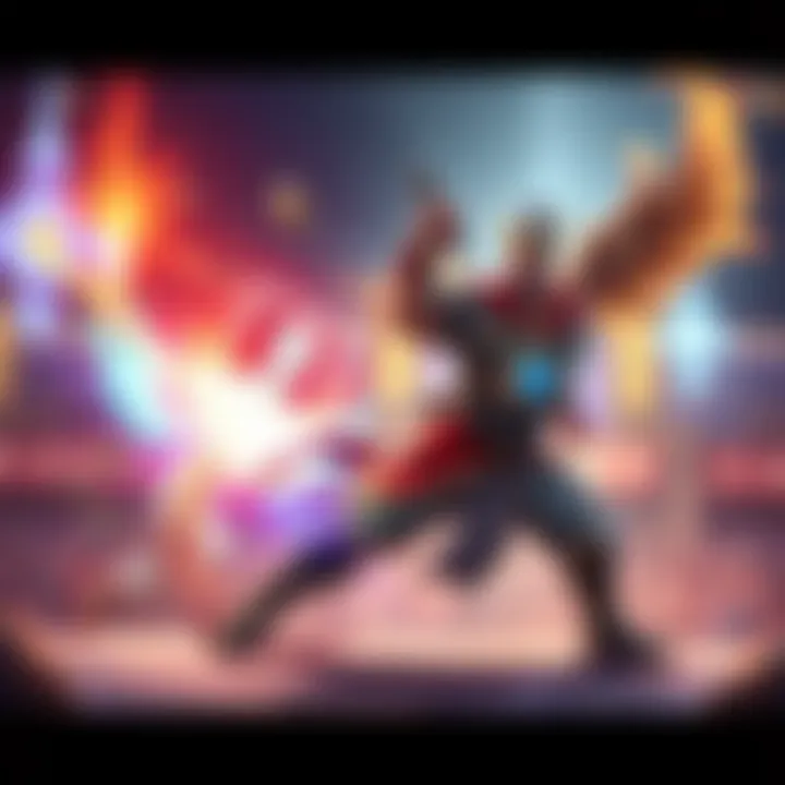 A card game scene showing Leader buffing the previous card's strength after Shou-Lao is played, highlighting the card effects in action.