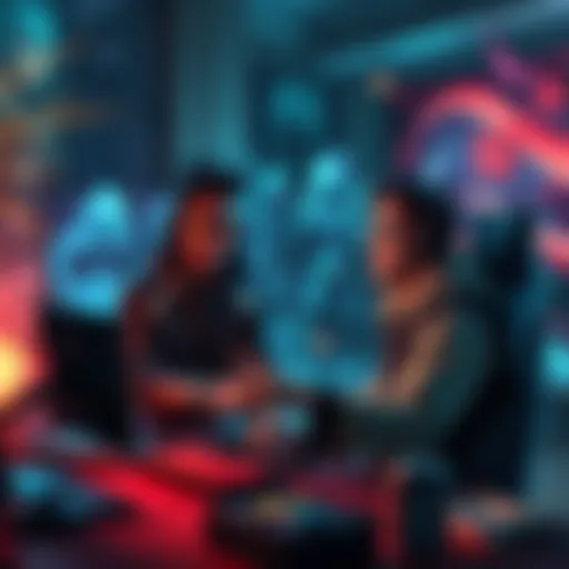 A League of Legends player looks excited while discussing Dota 2 characters like Puck and Naga Siren, showcasing their favorite heroes on a gaming setup.