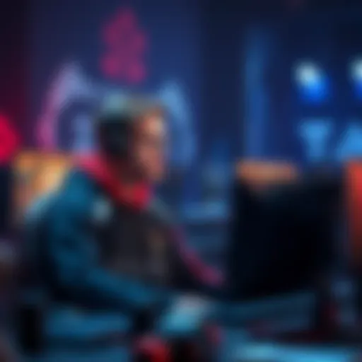 A League of Legends player debating Dota 2 mechanics, with a gaming setup in the background.