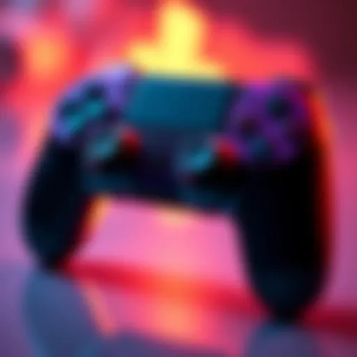 A close-up view of a leaked PS6 controller design, showing its new features and color scheme