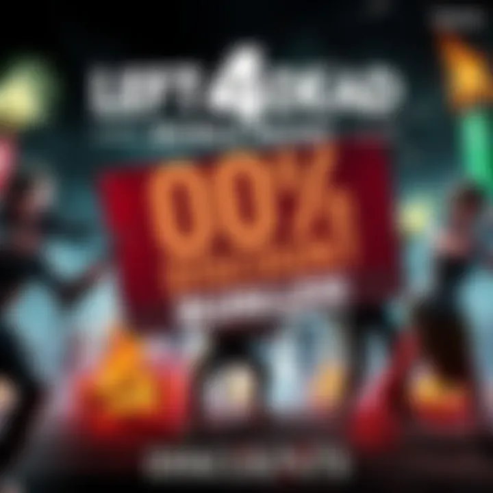 Graphic showing Left 4 Dead game characters fighting zombies with a large 90% discount banner
