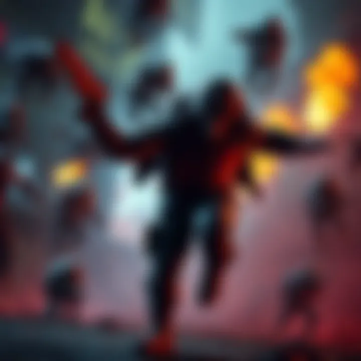 Dynamic Melee Action Inspired by Left 4 Dead A character executing a shove move against an oncoming horde in an intense gaming scenario