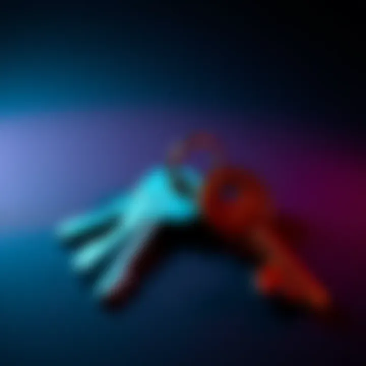 A graphic showing keys with a spotlight effect, symbolizing the new spotlight system