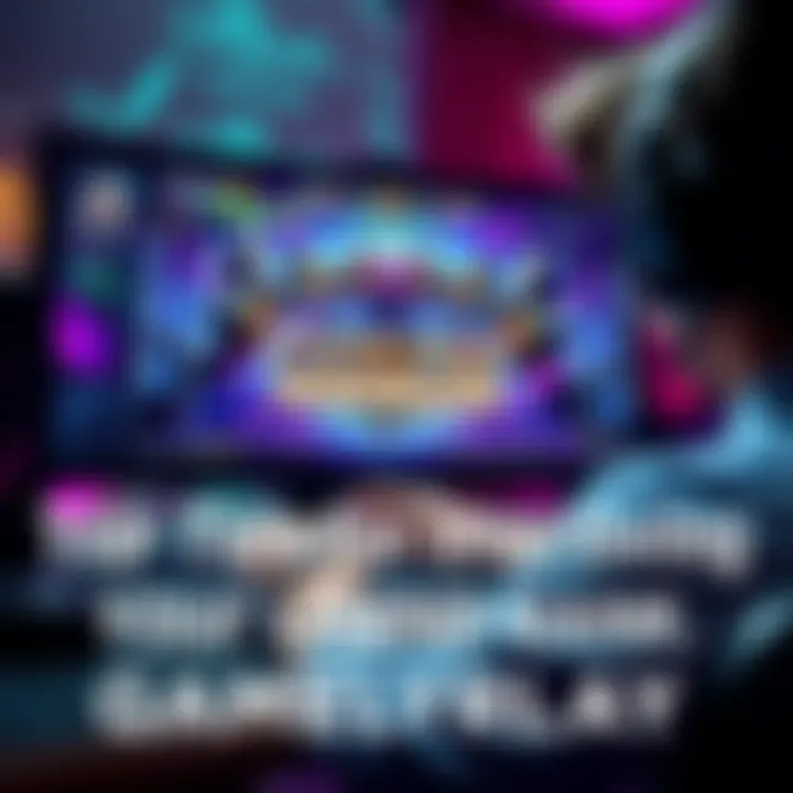 A player focused on a computer screen displaying a card game with strategic plays