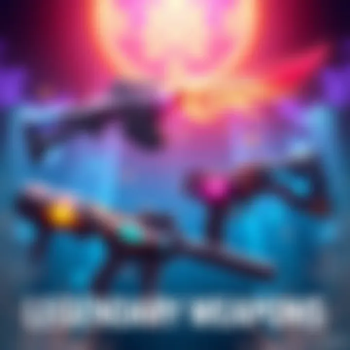 A display of legendary weapons from a game, highlighting the Shiny Midnight Coup and Corrective Measure with glowing effects and vibrant designs