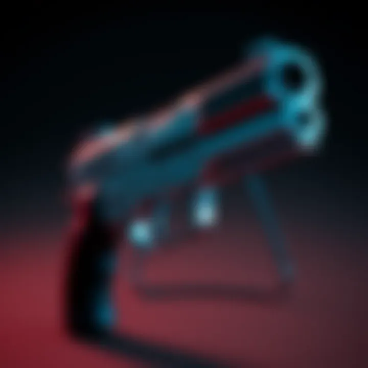 A close-up of a sleek, legendary gun showcasing its minimalist features.