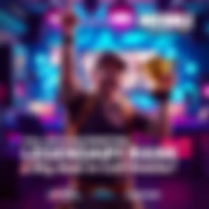 A gamer joyfully celebrating reaching Legendary rank in Call of Duty Mobile, with a trophy in hand and a vibrant gaming setup in the background.