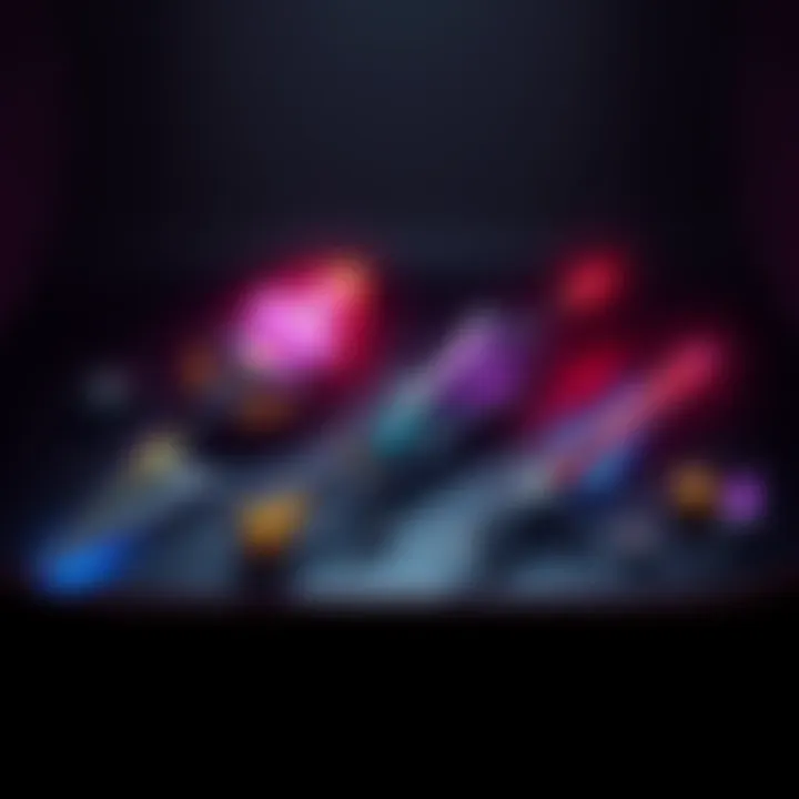 Display of top legendary void primary weapons including Kindled Orchid and Unforgiven, arranged on a sleek surface with a dark background.
