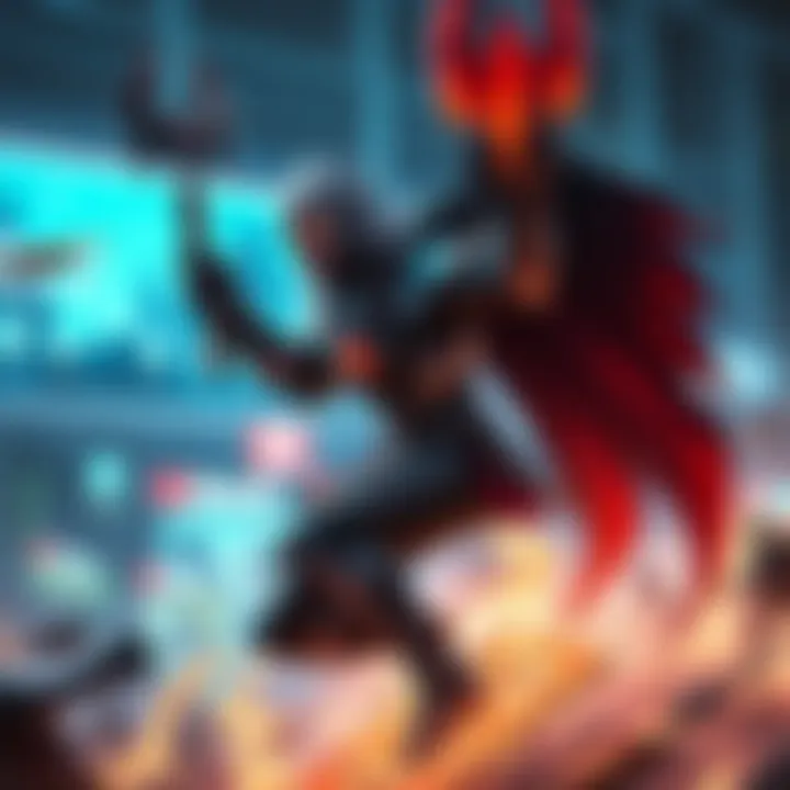 A depiction of the Legion character from a popular game, showcasing their unique style and dynamic posture in a gaming environment.