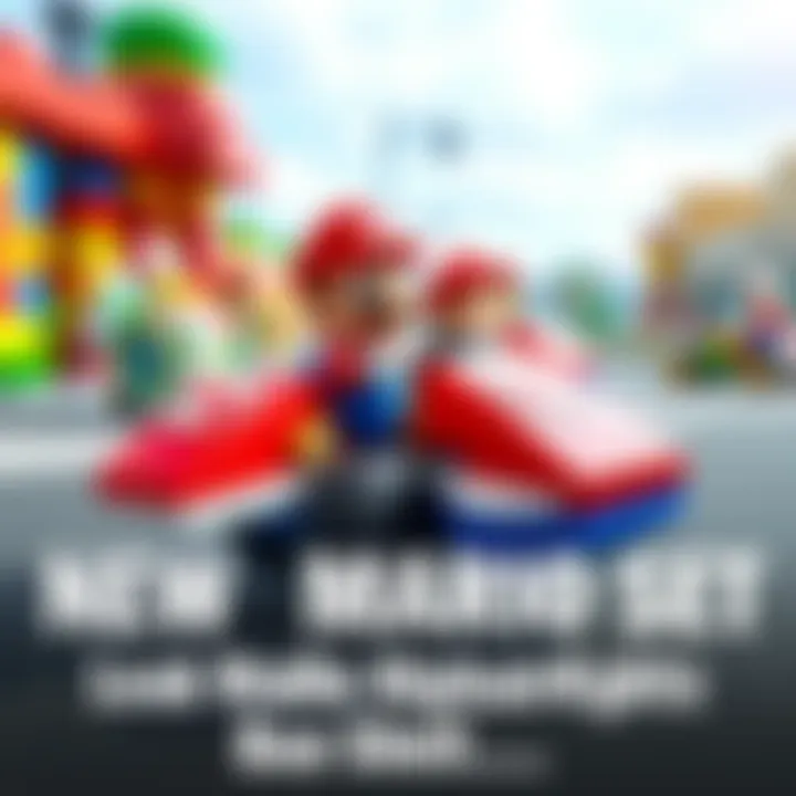 A new LEGO Mario Kart set featuring the Spiny/Blue Shell, showcasing colorful blocks and characters racing.