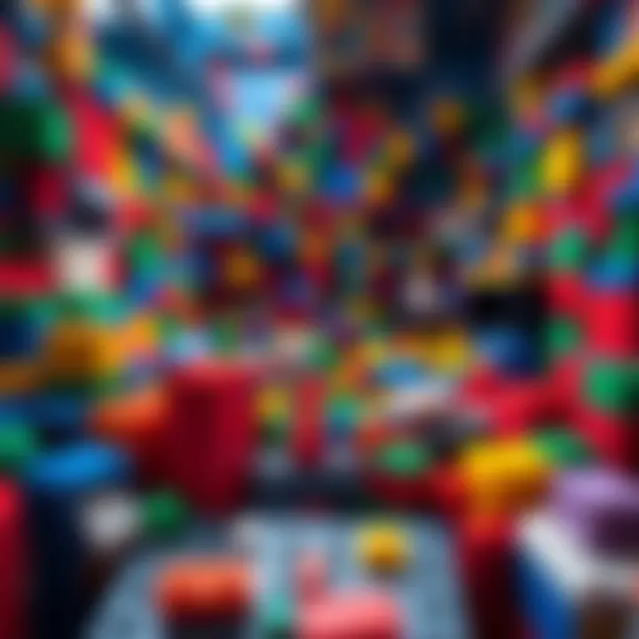 Colorful LEGO blocks arranged in a virtual world, showing a playful and creative environment
