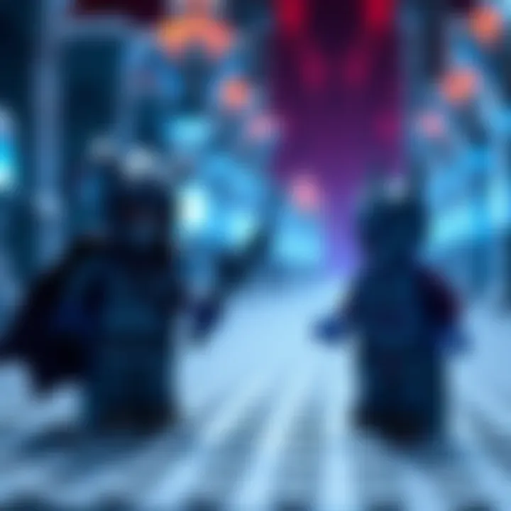 A creative Lego display featuring minifigs of Kain and Raziel inspired by the Pillars of Nosgoth