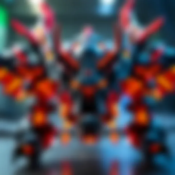 A detailed view of the Lego Starscourge Radahn creation with vibrant colors and intricate design, showcasing its impressive features.