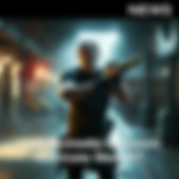 Leon Kennedy stands ready with a weapon, focused on his target, Albert Wesker, in a tense setting
