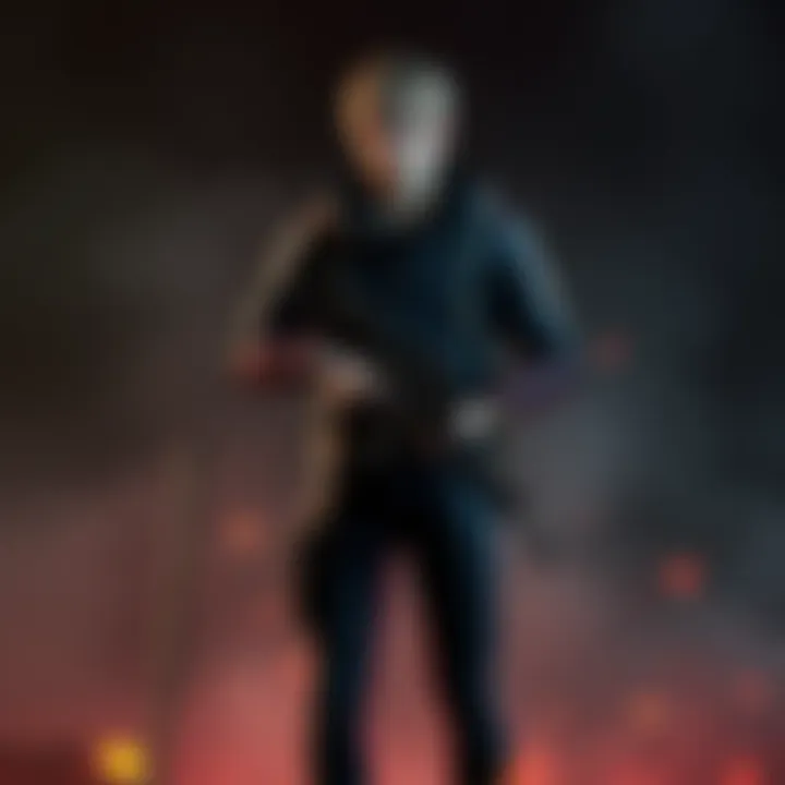 Character Leon Kennedy standing confidently with a modern weapon in a dramatic scene, showcasing game graphics and design changes from Resident Evil 4 to Requiem.