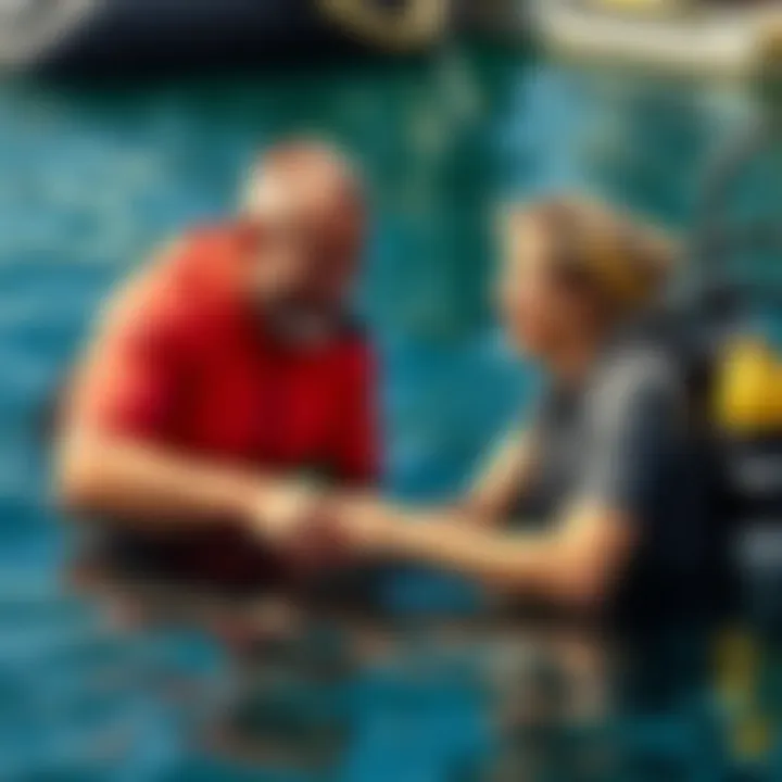 Leon and Angela Miller preparing for a diving trip, sharing a smile and talking about their possible reunion, with diving gear nearby.
