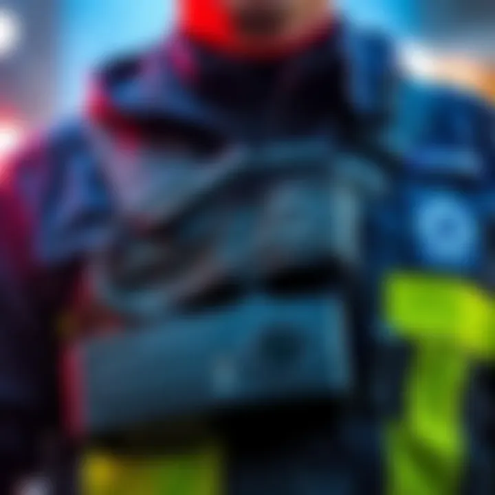 Close-up of Leon's belt showing a body camera attached, sparking online discussions.