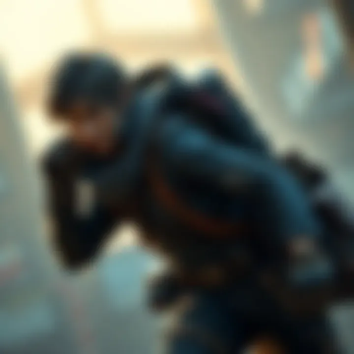 Leon from Resident Evil 6 heroically carries the merchant on his back in vibrant concept art