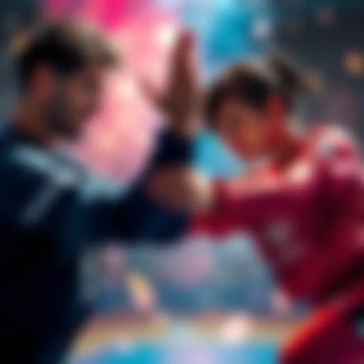 Leon showcasing his skills while competing against Grace in a lively challenge