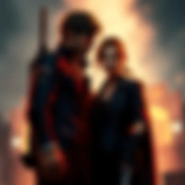 Leon and Claire stand together in a dramatic scene from the game, highlighting their connection and character dynamics.