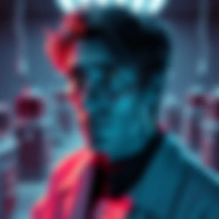 Leon Cloning Concept A digital representation of Leon, a fictional character, with a lab background and cloning equipment