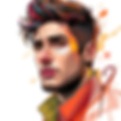 A detailed sketch of Leon showcasing layers of the artist's work, emphasizing its originality and authenticity, with a vibrant color palette.