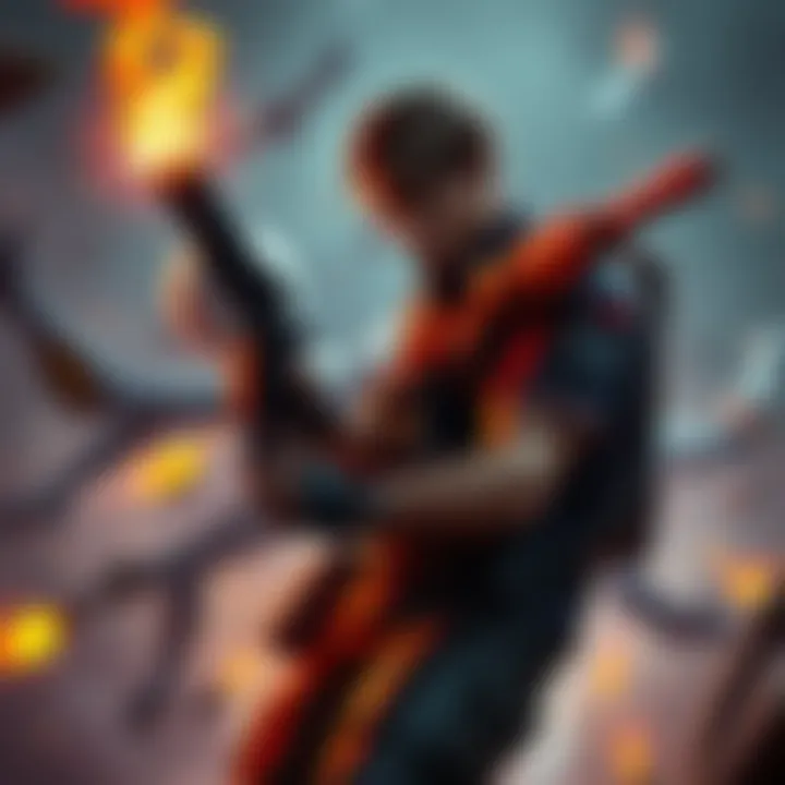 Leon using a magnum and flamethrower to battle G in Resident Evil