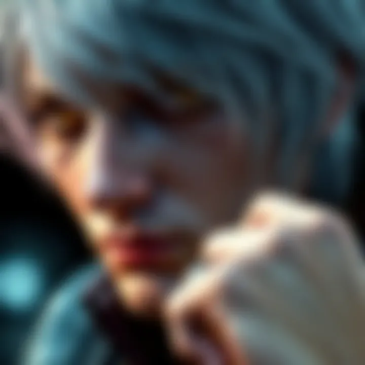 Close-up of Leon Kennedy showing his silver hair color in Resident Evil 4