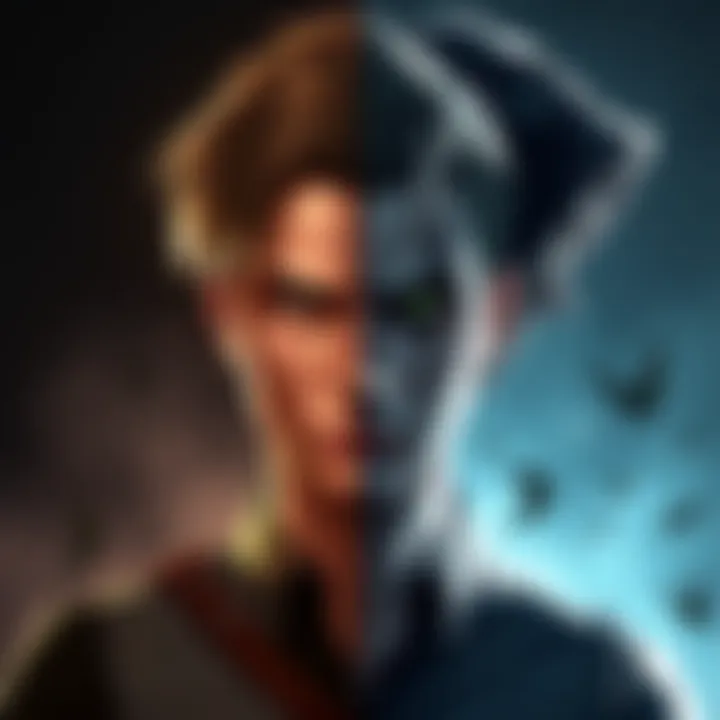 An illustration showing Leon Kennedy's character evolution from a cheerful persona in Resident Evil 4 to a serious and darker figure in Resident Evil 6, highlighting his emotional depth.