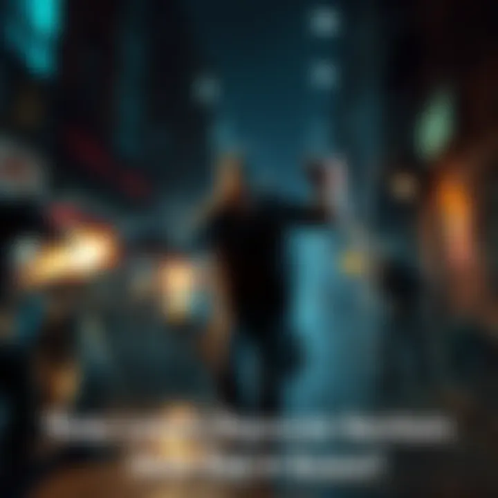 Leon in Raccoon City Leon fighting zombies in a dark street of Raccoon City with a tense atmosphere