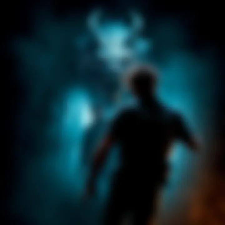 Leon in RE9 Leon facing a terrifying creature in a dark environment from RE9, evoking fear and suspense.