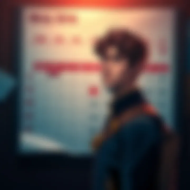 Leon in Requiem Leon standing with a confused expression, looking at a calendar that shows different ages.