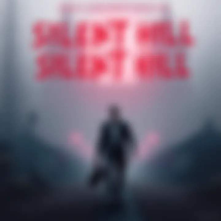 Leon S. Kennedy walking through a foggy landscape with eerie buildings in the background