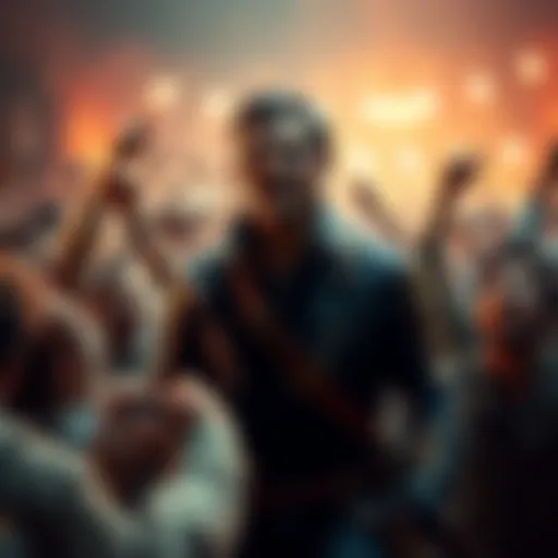 A teaser image showing a character resembling Leon from RE9, hinting at a new skin design, surrounded by excited fans discussing the reveal.
