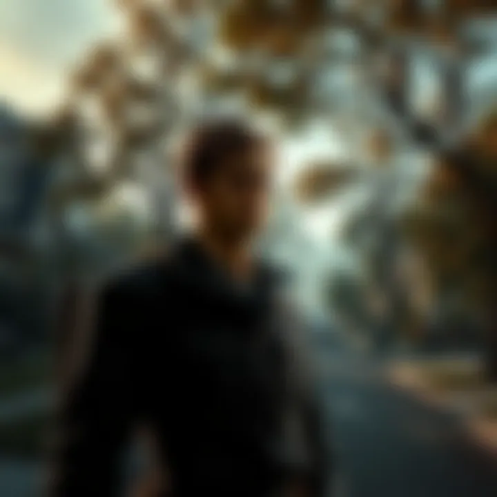 A peaceful suburban neighborhood with trees and houses, suggesting where Leon might have lived outside of Raccoon City, near Wrenwood.