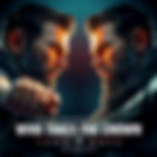An intense face-off between Leon and Big Boss, showcasing their determined expressions and unique fighting stances.