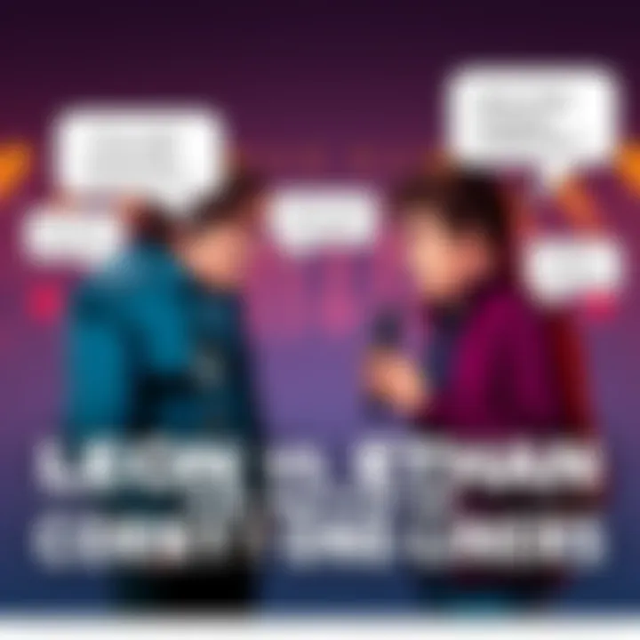 Leon and Ethan engaging in a humorous debate with speech bubbles showing their iconic corny one-liners