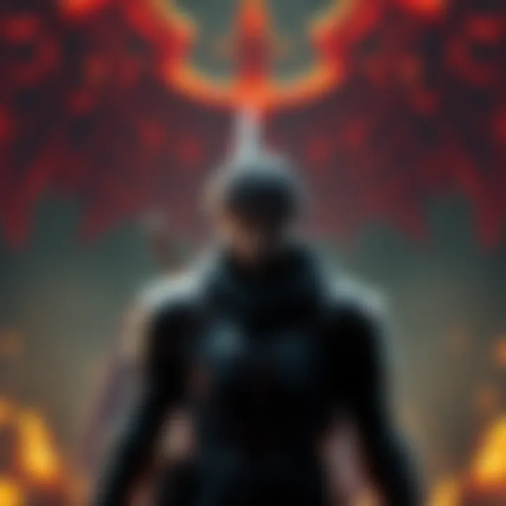 Leon facing the Merciless Knight Leon stands confidently against the Merciless Knight, ready for battle with a determined expression.