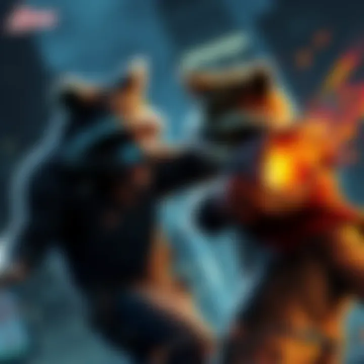 Leon fighting against a raccoon Leon battles a raccoon in a dark cityscape, struggling against Raccoon City Syndrome