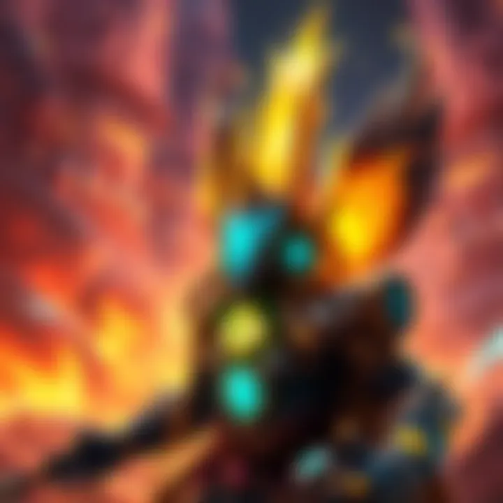 Leoric transformed into Anubis Aspect, showcasing his Spirit Form with glowing features and abilities, in a vibrant battlefield setting.