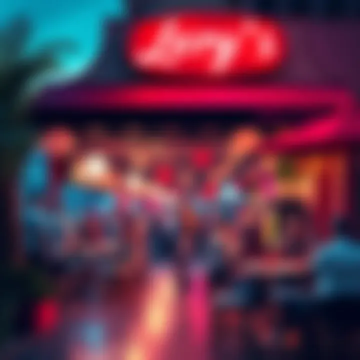 A vibrant scene outside Lery's with people enjoying food and drinks
