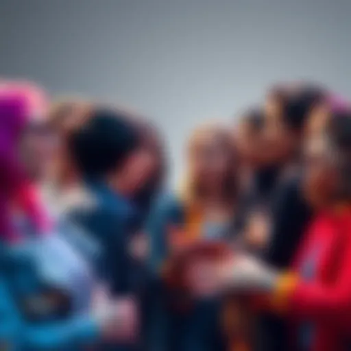 A group of people engaged in a lively debate about lesbian re-colors in media, showcasing diverse opinions and expressions.