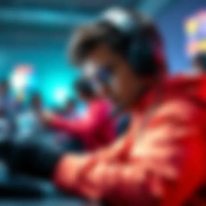 A gamer focuses on enhancing skills in a vibrant game environment without specific goals