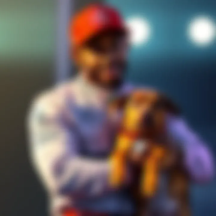 Lewis Hamilton holding his dog Roscoe, showcasing their bond and love for each other